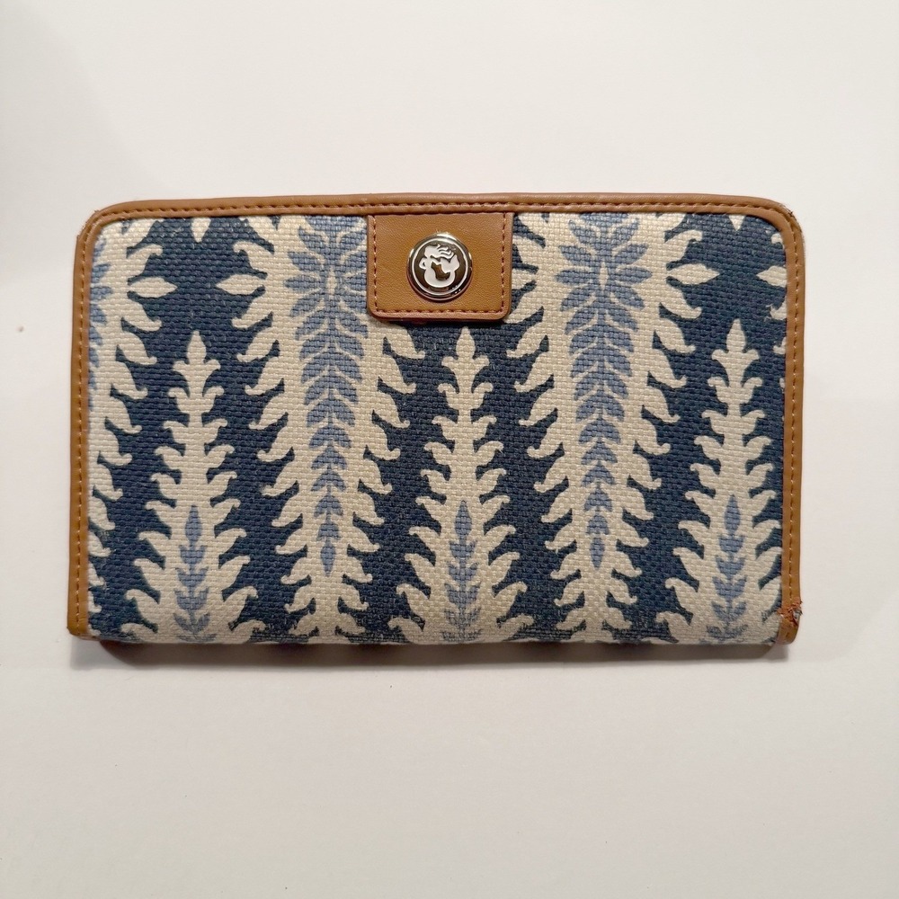 Spartina 449 Daufuskie Island Leather Linen Bifold Snap Wallet Coastal
